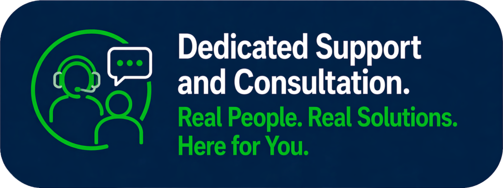 dedicated support no ai real human support banner picture bookkeeping constrution plumbing